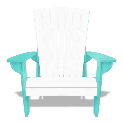 white and teal adirondack chair